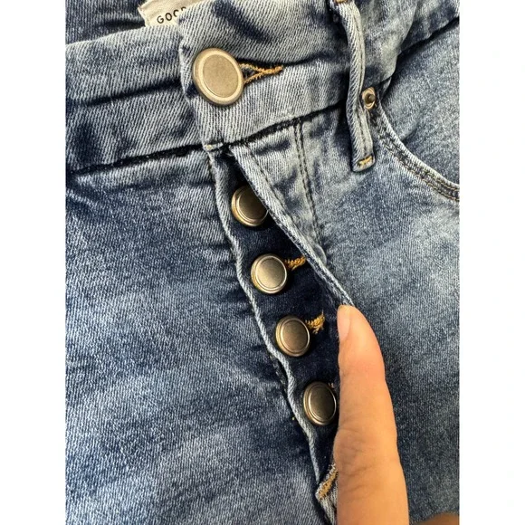 Good American Good Legs Flare Jeans Indigo330 Button Fly 6 28 x 32 70s Hippie - Picture 3 of 8